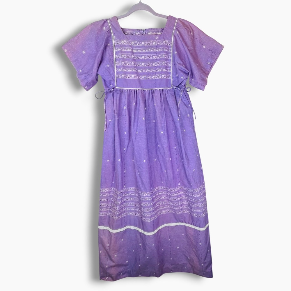 Malama Sophisticates Hawaii Vintage Purple Floral Cotton Muumuu Maxi Dress Small